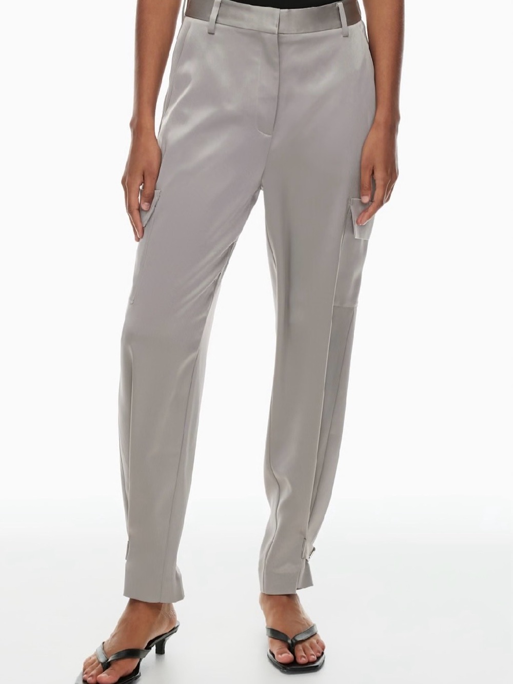 ARITZIA BABATON Tailored Straight-Leg Cargo Pants in Light Gray